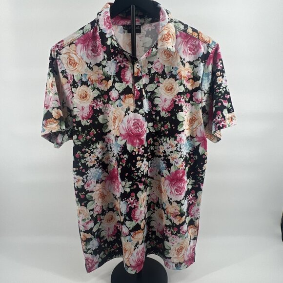 Bad Birdie Golf Polo Shirt Mens Floral Colorful Athletic Stretch Small S LNC - Picture 1 of 12